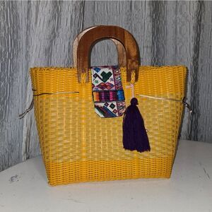 Handcrafted Handbag with Wooden Handles New